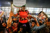 تصاویر/ استقبال از تیم ملی کشتی آزاد در فرودگاه امام
