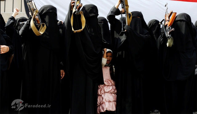 رژه زنان حامی نیروهای حوثی در صنعا. سپتامبر 2016