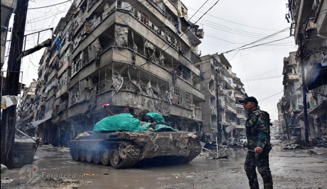 نیروهای ارتش سوریه در مناطق آزادشده در حلب. دسامبر 2016