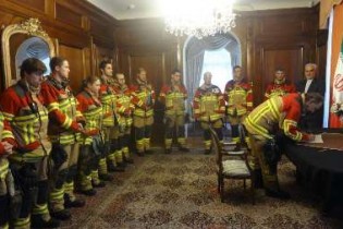 ابراز همدردی آتشنشانان سوئیسی به حادثه پلاسکو