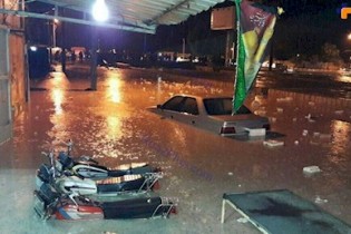 سیلاب چندین خودرو را در شهرستان دیر بلعید+ تصویر