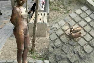 تصویر / سرقت مجسمه کودک در حوالی میدان ونک