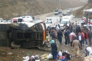 اسامی مصدومان حادثه واژگونی اتوبوس در مازندران منتشر شد