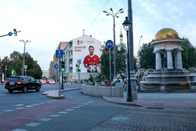نقاشی ديواری مسی بازيكن آرژانتينی در ابتدای خيابان آرابات يكی از قديمي‌ترين خيابانهای مسكو۲۰۱۸