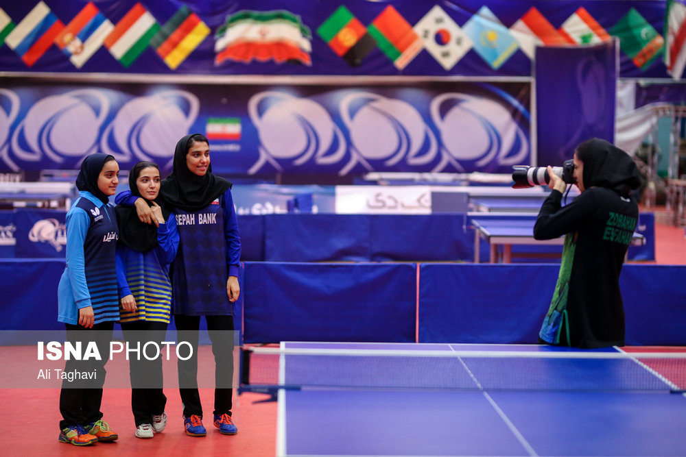 در حاشیه ی تمرین تیم ملی تنیس روی میز بانوان قبل از بازی های آسیایی