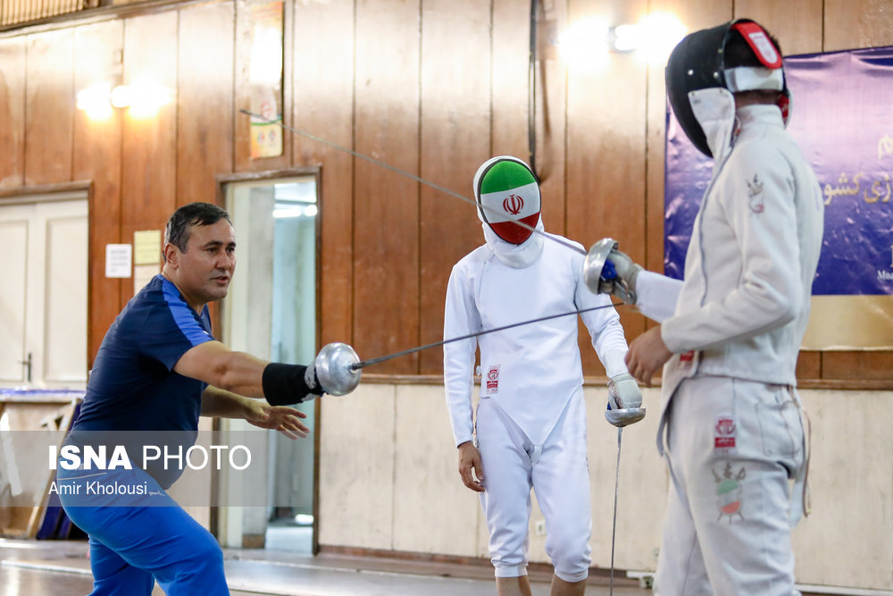 تمرین تیم ملی شمشیربازی اسلحه اپه پیش از اعزام کاروان ورزشکاران ایرانی به مسابقات آسیایی ۲۰۱۸ جاکارتا