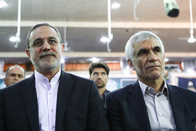 محمد علی افشانی، شهردار تهران و سیدمحمد بطحایی، وزیر آموزش و پرورش در مراسم نواخته شدن زنگ دانش آموز شهید
