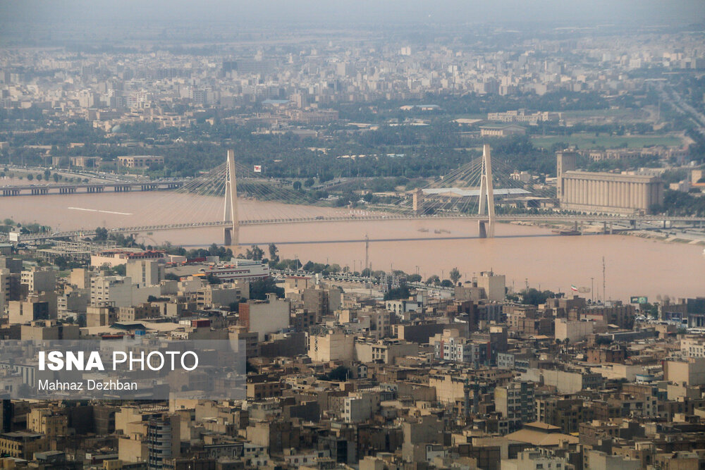 تصاویر هوایی از مناطق سیل زده اطراف رود کارون - شهر اهواز