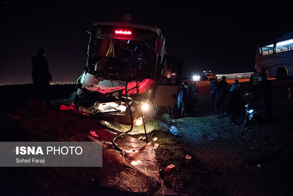 تصادف اتوبوس مسافری در محور تهران ارومیه