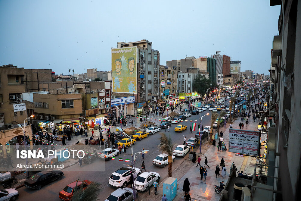 خیابان سلمان فارسی (نادری) در هسته مرکزی شهر اهواز در شرایط کرونایی