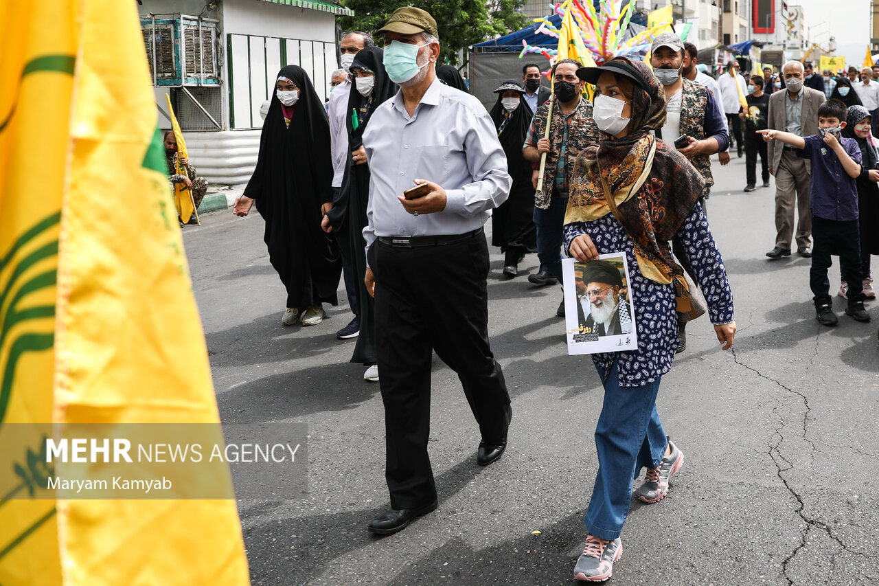 راهپیمایی روز جهانی قدس در تهران صبح جمعه ۹ اردیبهشت ۱۴۰۱ با حضور گسترده مردم برگزار شد