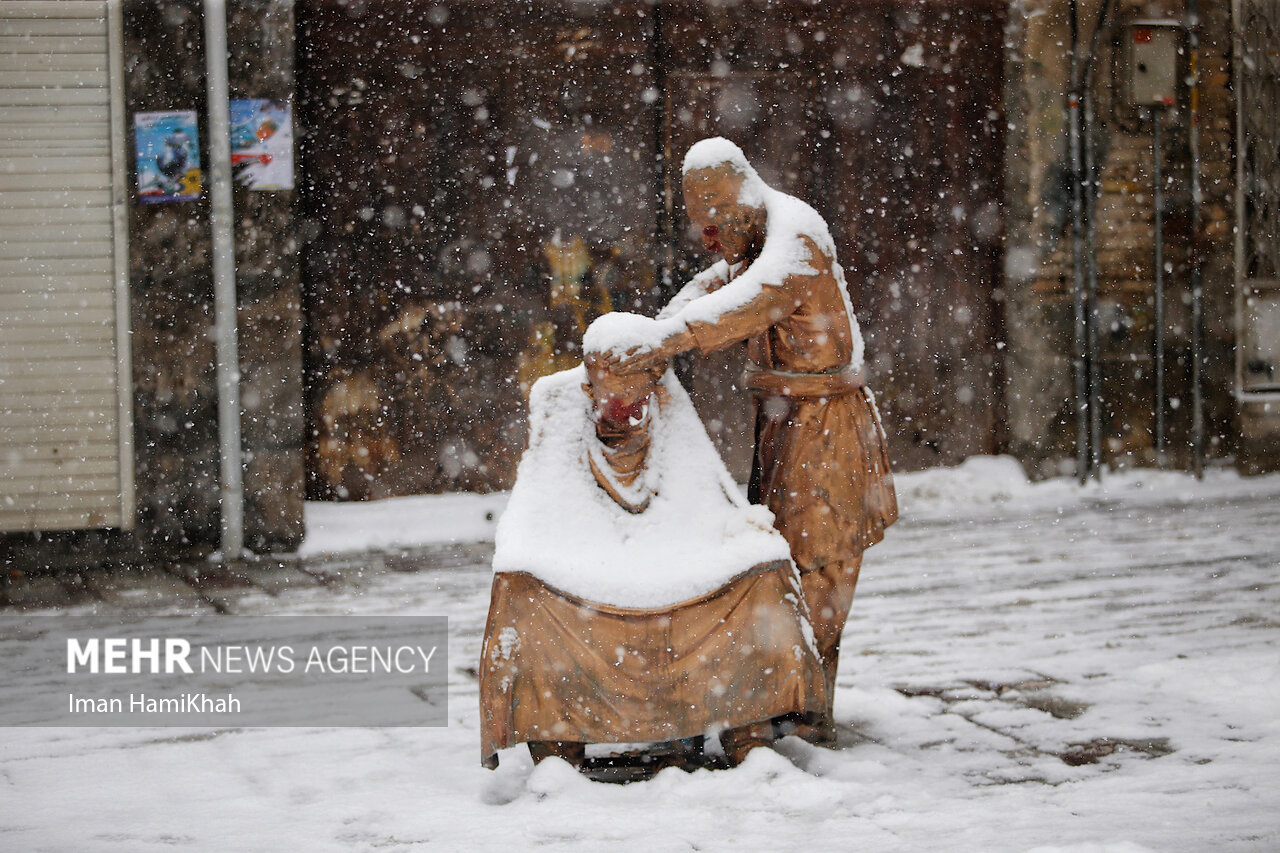 بارش سنگین برف در همدان