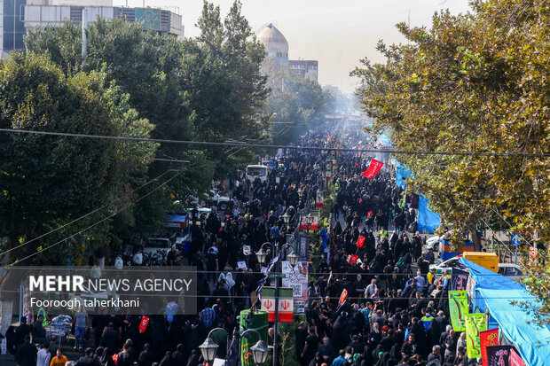 مراسم راهپیمایی جاماندگان اربعین حسینی در تهران صبح امروز چهارشنبه ۱۵ شهریور ۱۴۰۲ مصادف با اربعین حسینی (ع) از میدان امام حسین (ع) به سمت حرم عبدالعظیم حسنی (ع) با حضور عزاداران و عاشقان اهل بیت (ع) در حال برگزاری است